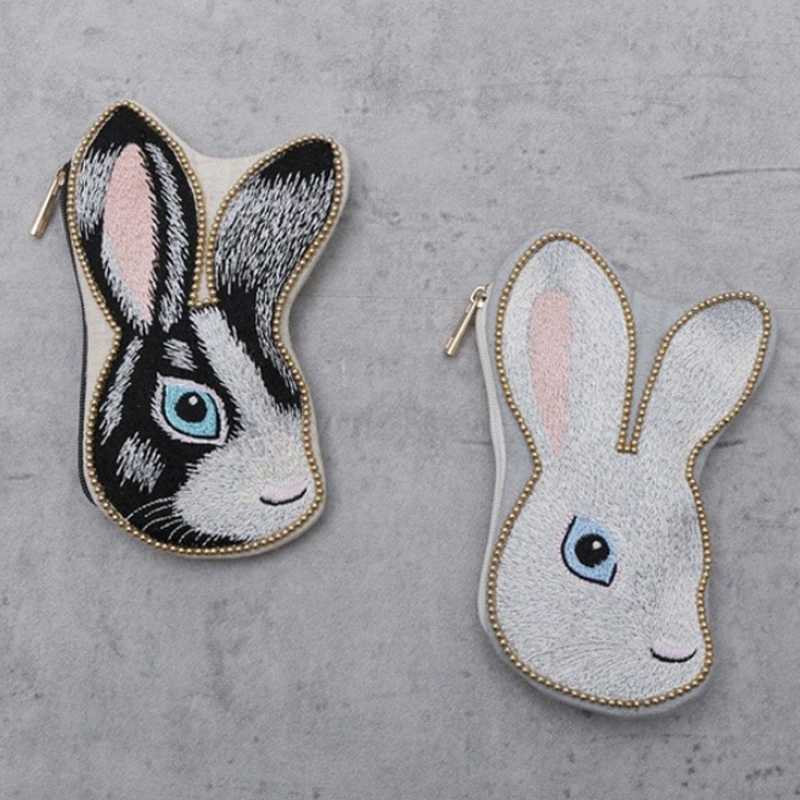 【東京かんかん】うさぎ刺繍ポーチ ハンドメイド