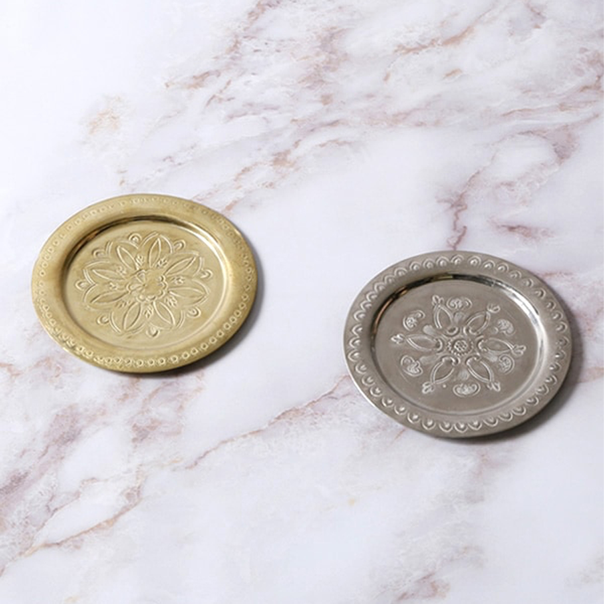 【東京かんかん】真鍮コースターL ゴールド・シルバー 柄アソート