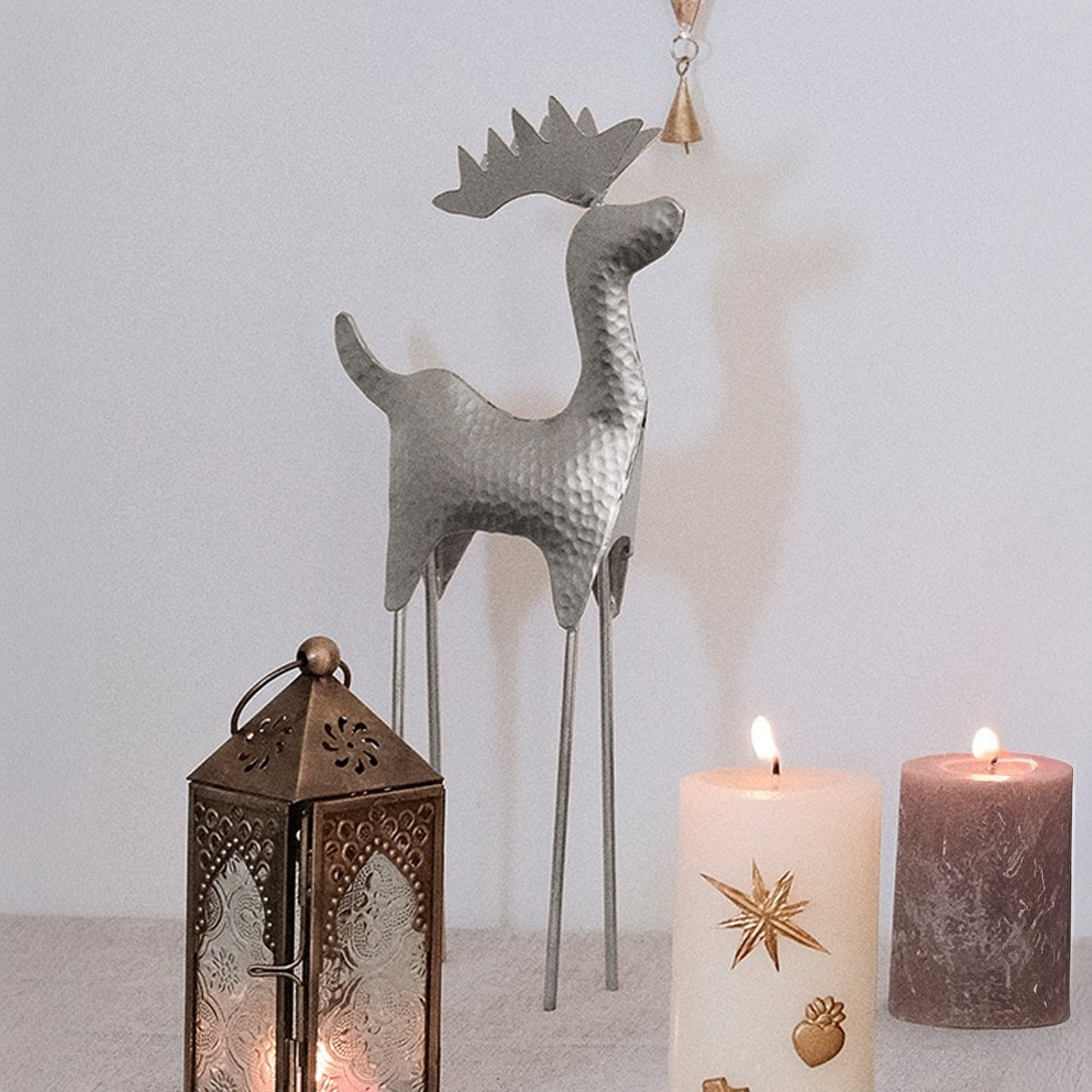 【東京かんかん】クリスマス雑貨 トナカイオブジェS＆Lサイズ シルバー