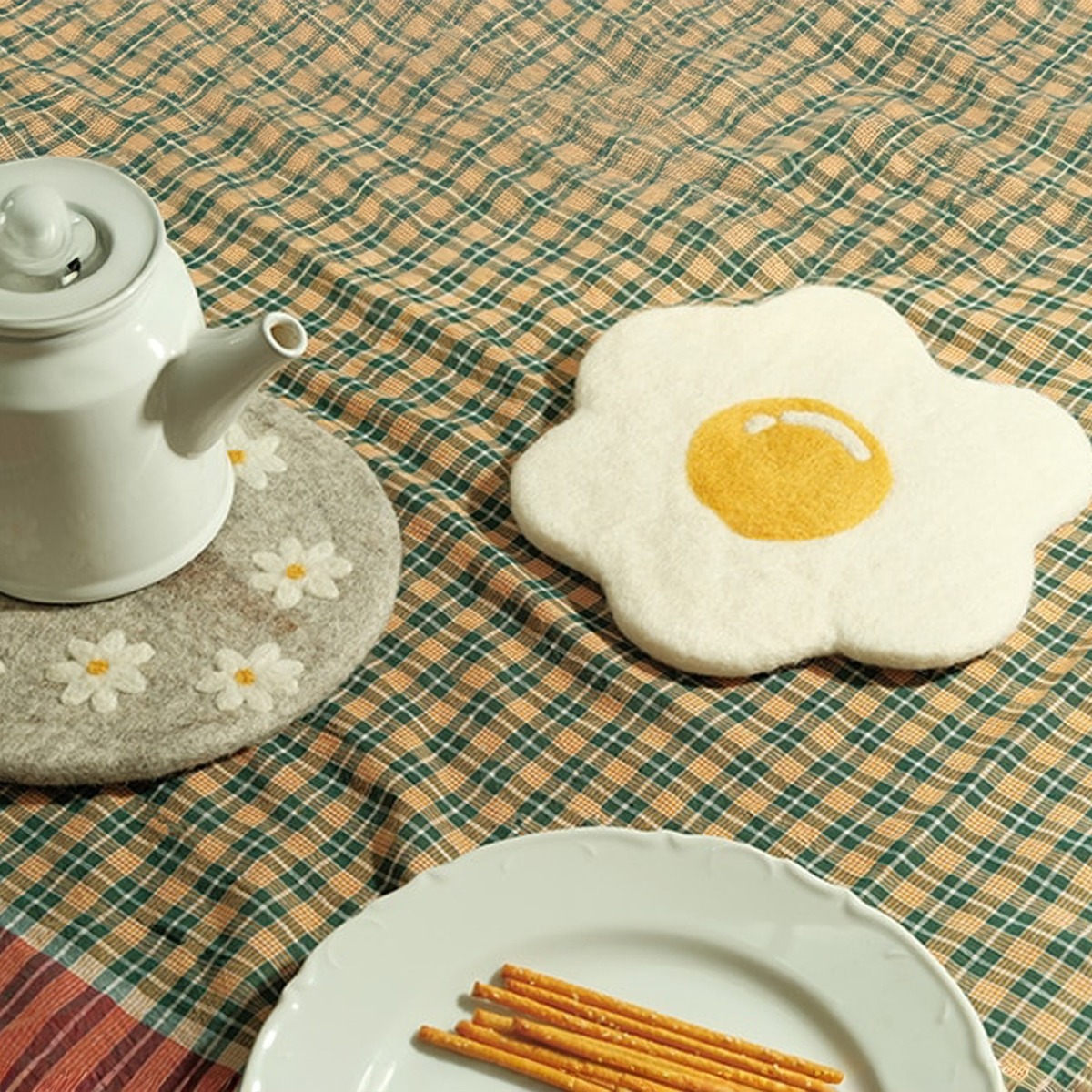 【東京かんかん】フェルト鍋敷き ラビット・シープ・目玉焼き・マーガレット