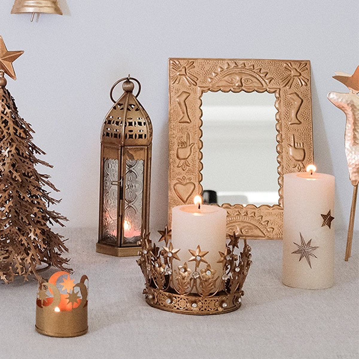 【東京かんかん】ブラスキャンドルホルダー・ランタン インテリア雑貨 アンティーク