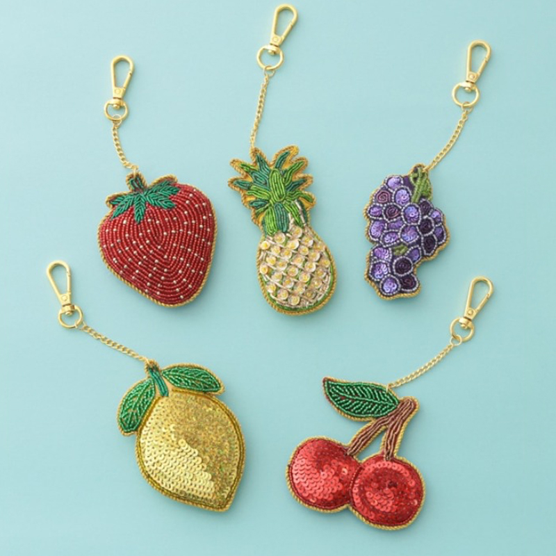 【東京かんかん】ザリ刺繍キーホルダー フルーツ 果物