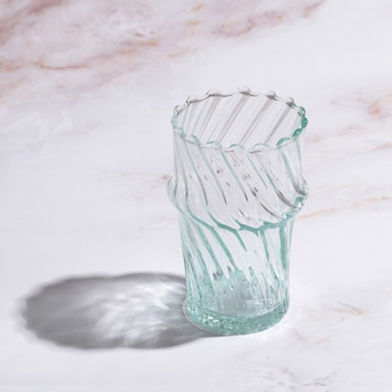 【東京かんかん】モロッコチャイグラス ウェーブ コップ ガラス食器 ハンドメイド 花瓶にも