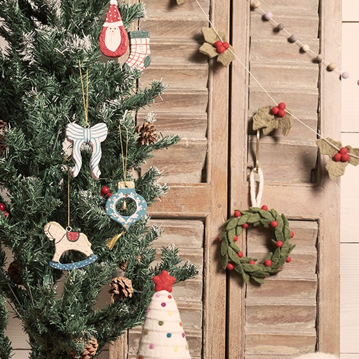 【東京かんかん】ペーパーマッシュオーナメント リボン クリスマス サンタ