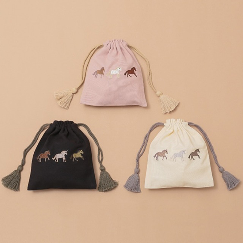 【東京かんかん】ウマ刺繍巾着 馬 ハンドメイド