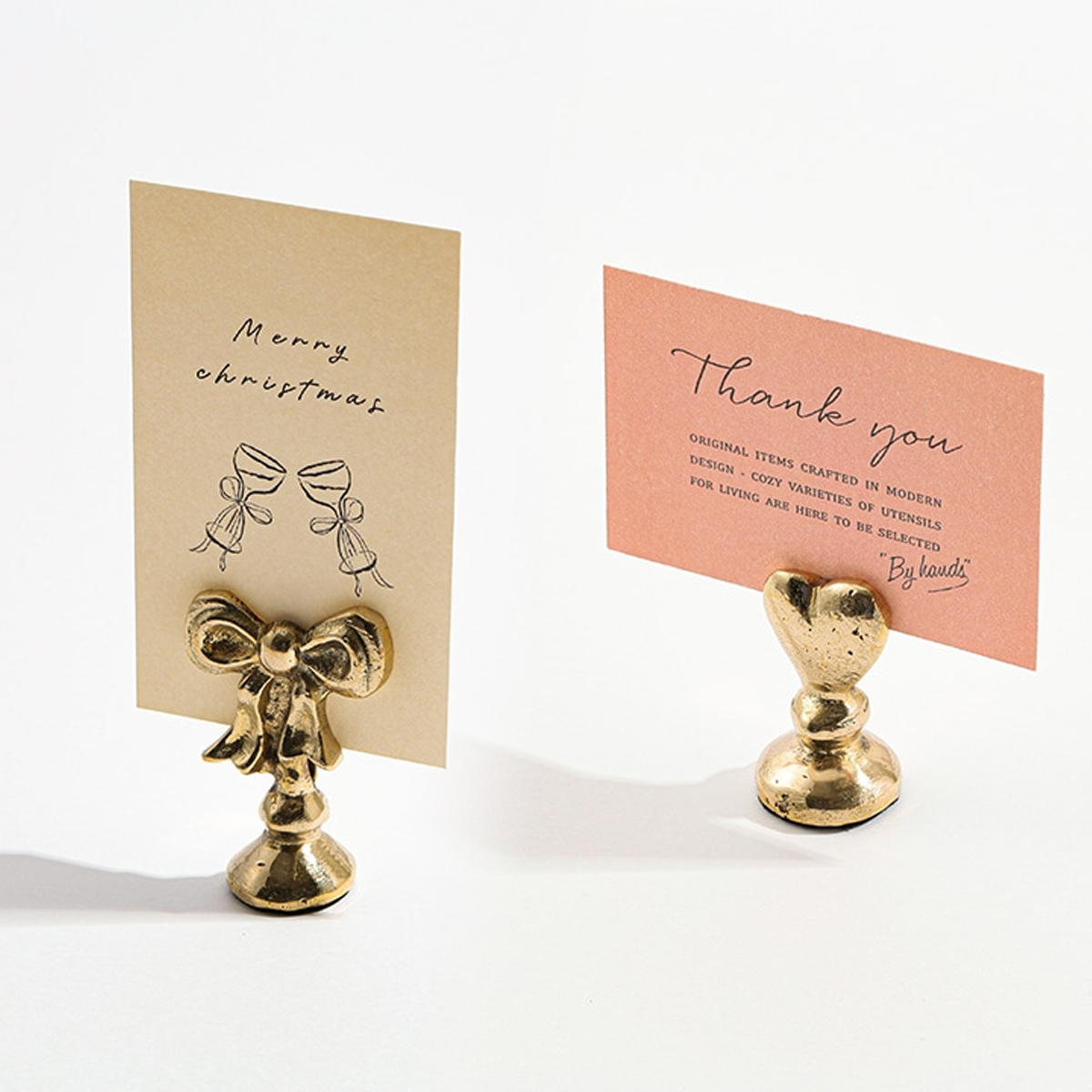 【東京かんかん】真鍮 ハートカードスタンド&リボンカードスタンド アンティーク インテリア小物