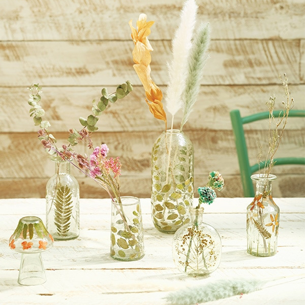 押し花のようなガラスベース ART GLASS 花瓶