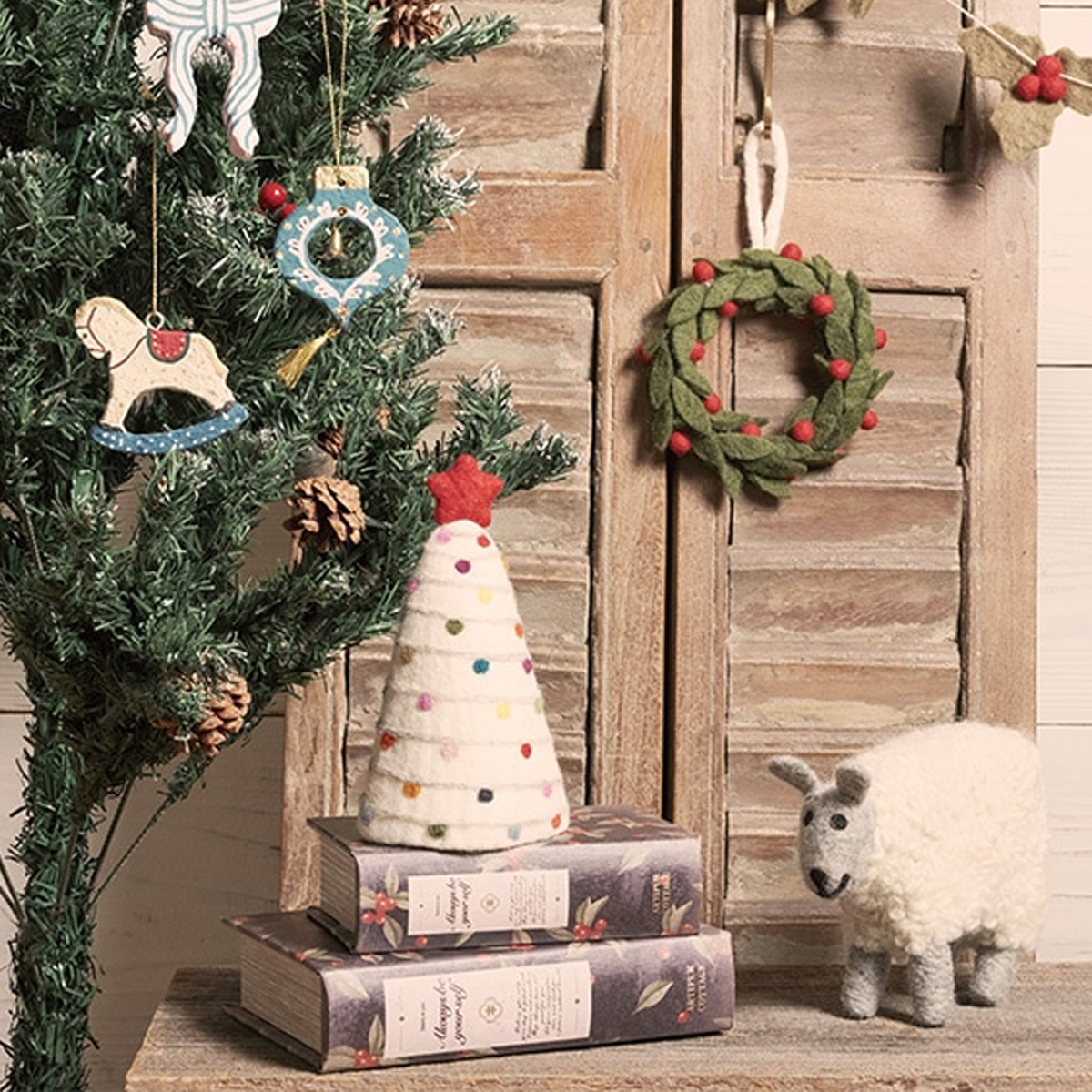 【東京かんかん】フェルトオブジェ クリスマスツリー ひつじ きのこ 小物