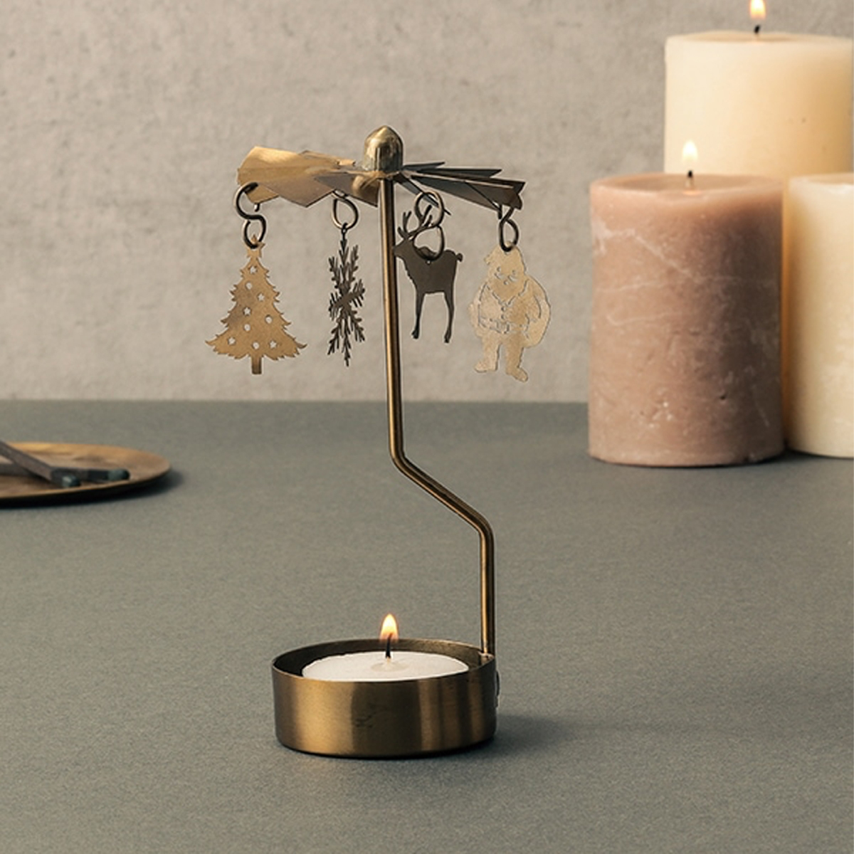 【東京かんかん】クリスマス雑貨 モビールデザイン キャンドルホルダー リボン バード アンティーク風