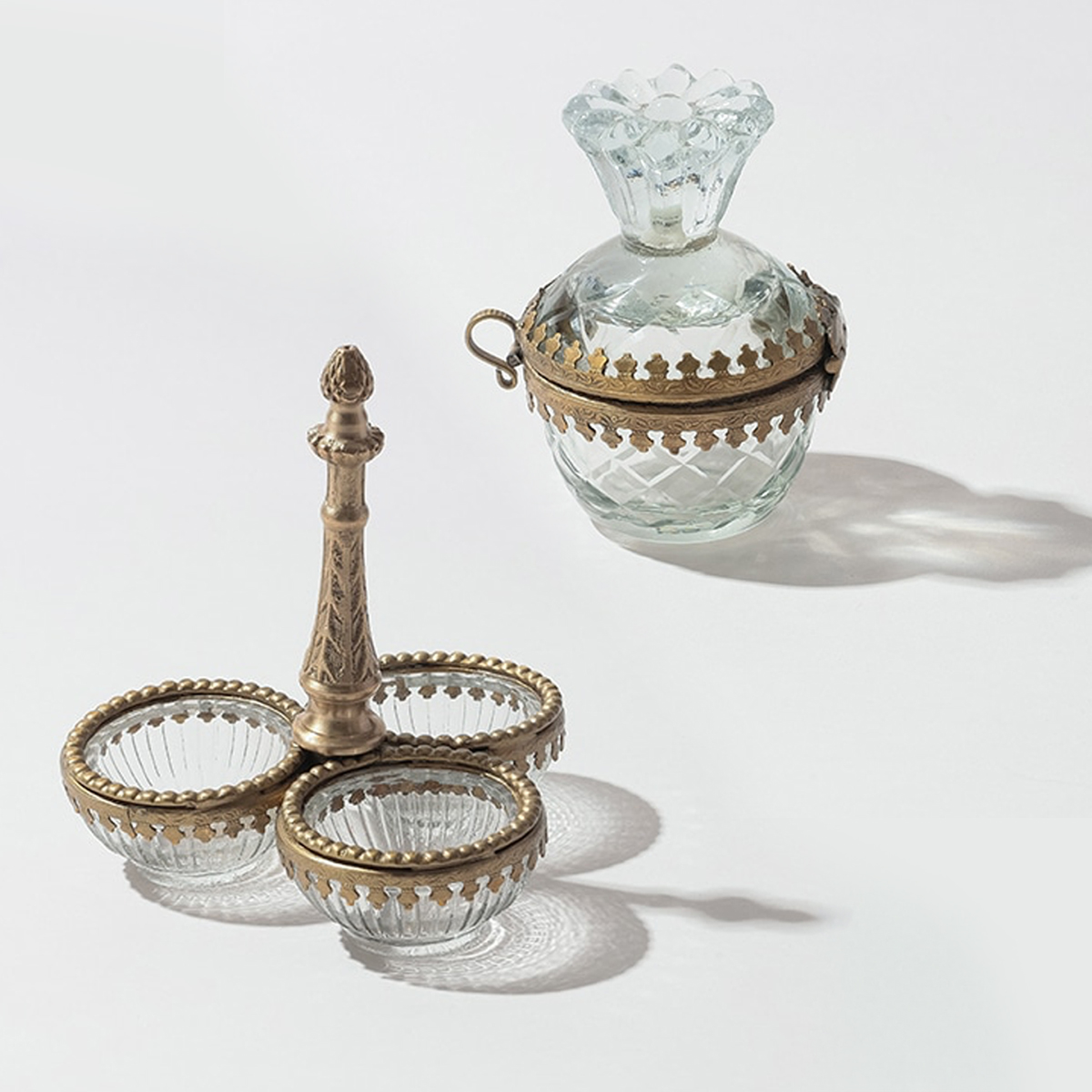 【東京かんかん】ゴールド ラウンドガラストレー＆キャニスター＆ボックス