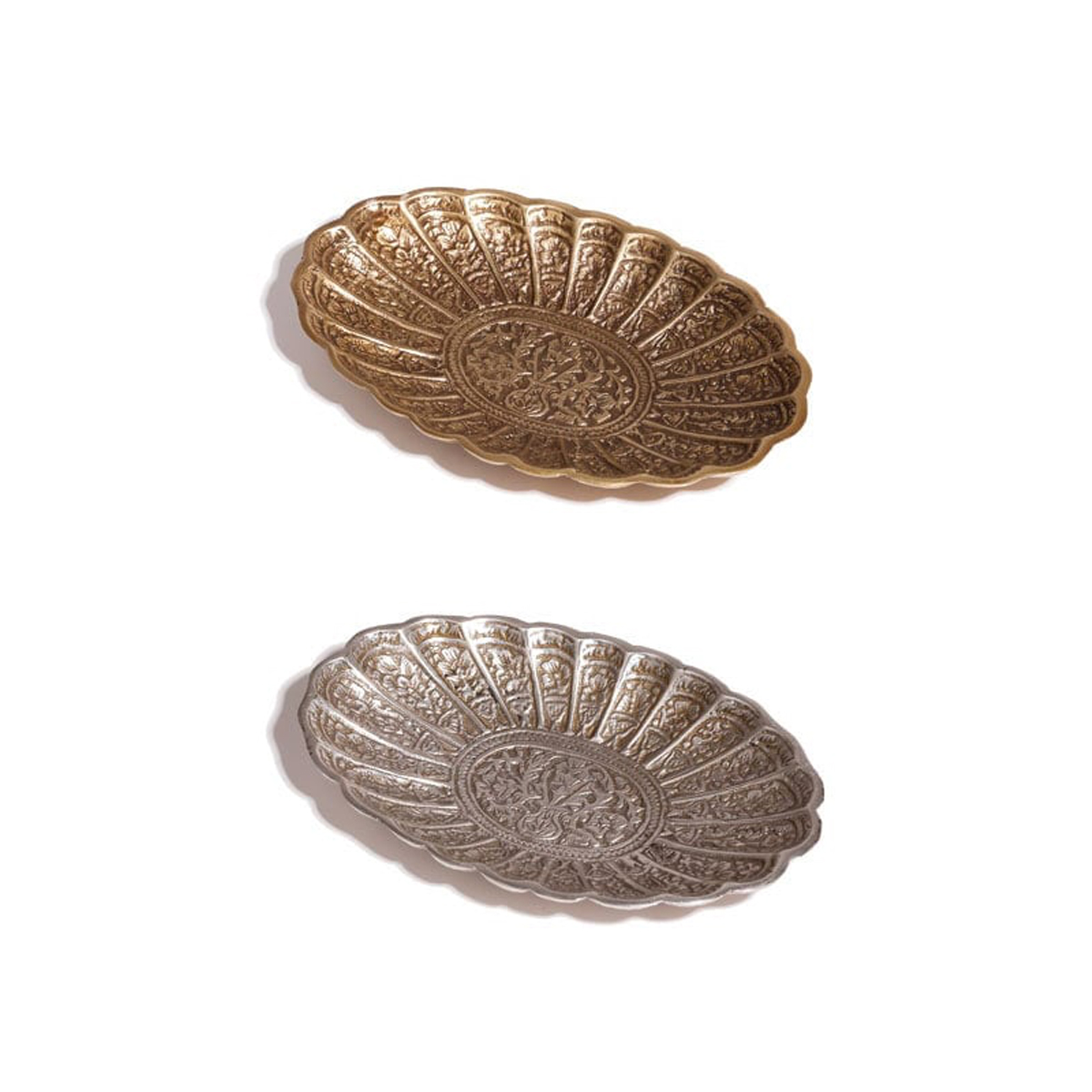 【東京かんかん】ブラスオーバルプレート ゴールド シルバー アンティーク風