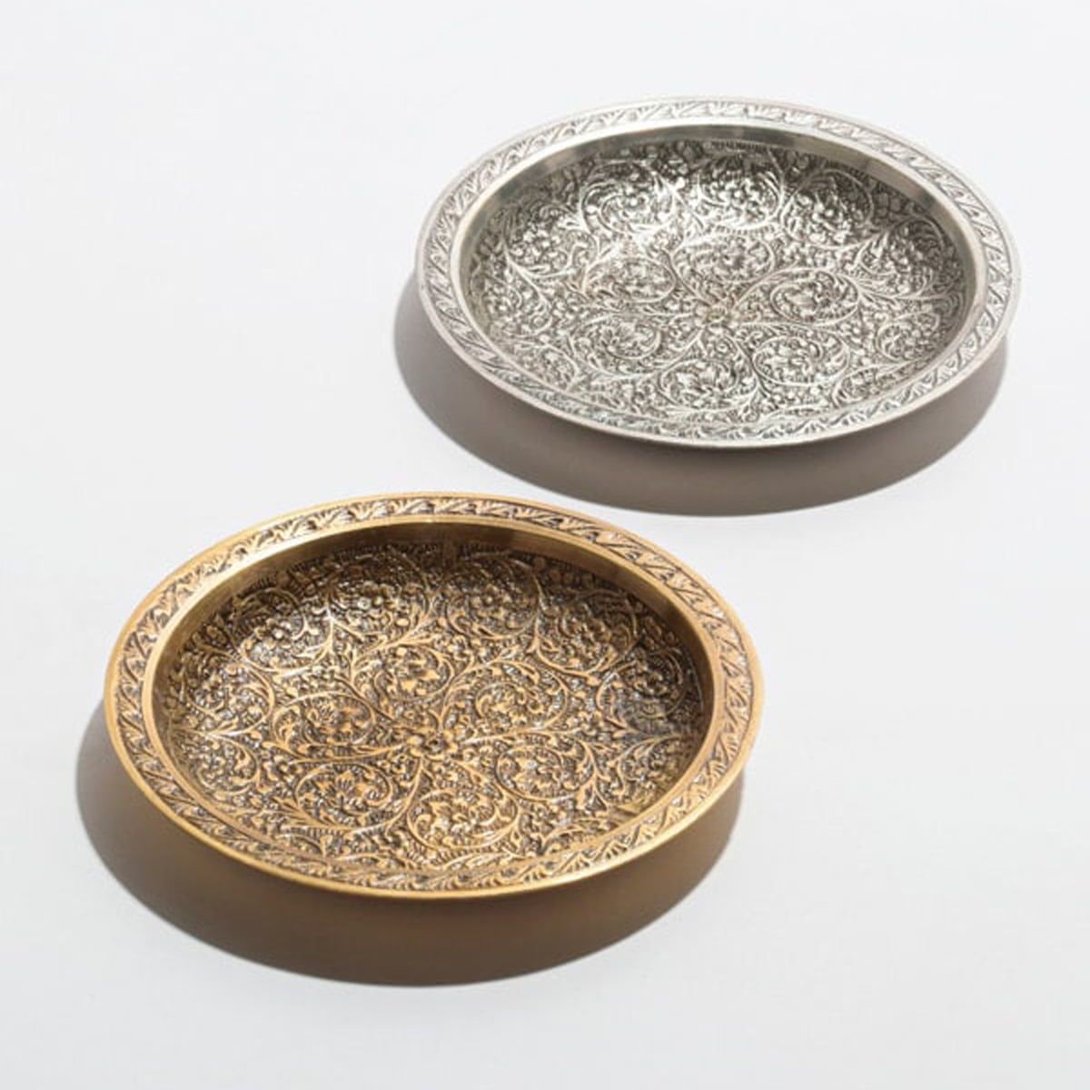 【東京かんかん】ブラスラウンドプレート ゴールド シルバー アンティーク風