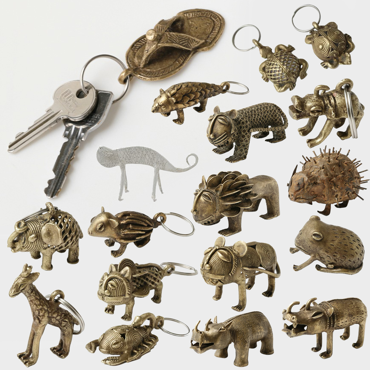 真鍮 バッグチャーム キーホルダー 動物 アニマル
