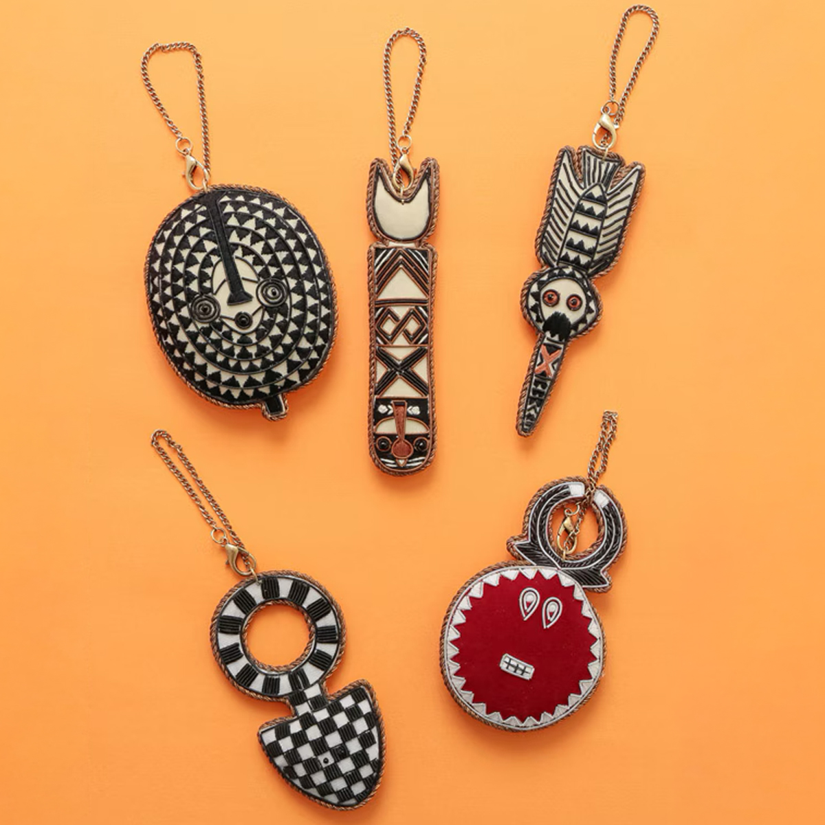 アフリカンデザイン ザリ刺繍キーホルダー