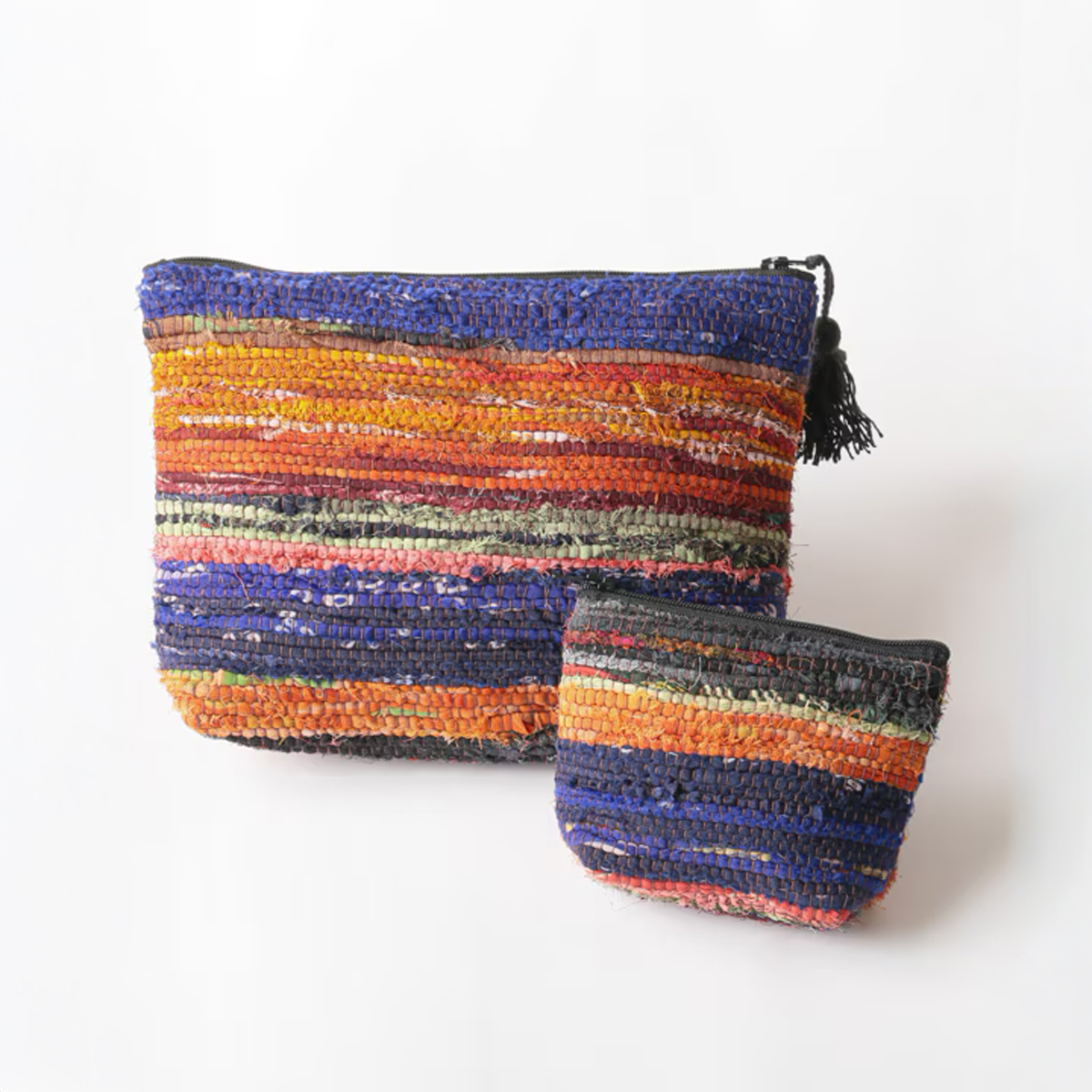 裂き織りポーチL＆Sサイズ 小物入れ ハンドメイド