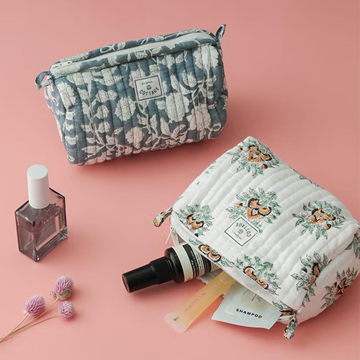 キルティングマチ付きポーチ 小物入れ