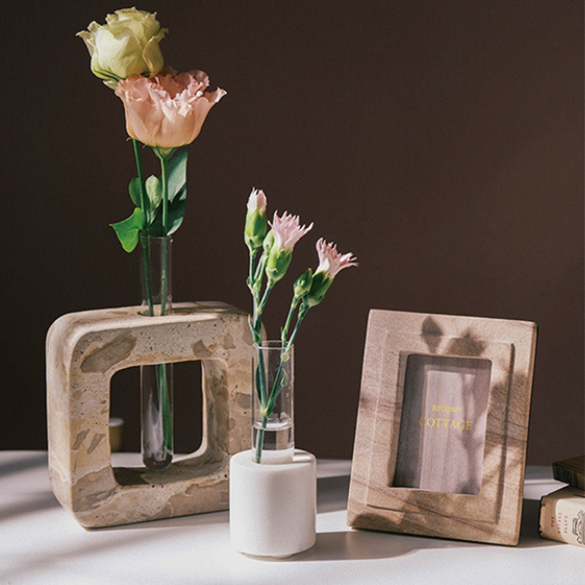 ストーンスクエアベース 一輪挿し 花瓶 インテリア雑貨