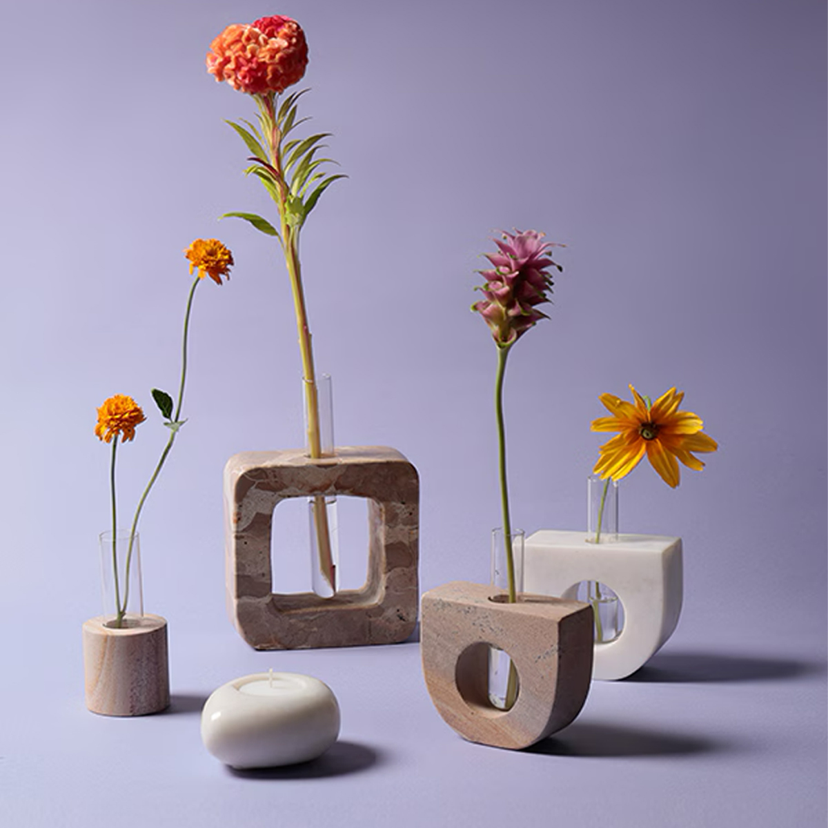 ストーンオーバルベース 一輪挿し 花瓶 インテリア雑貨