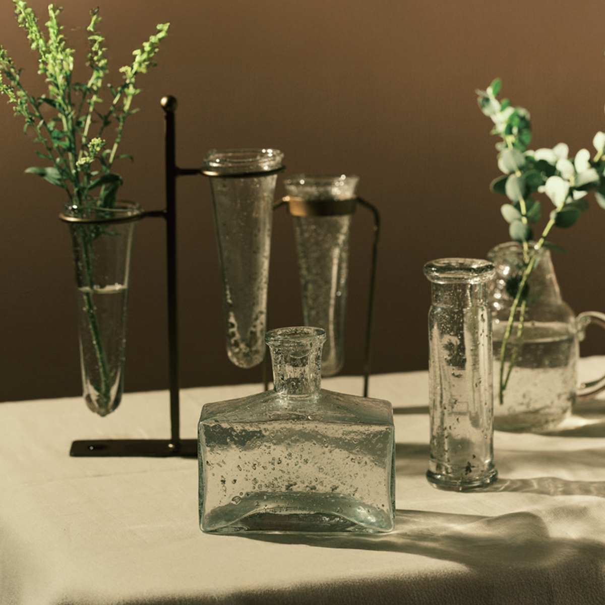 ブラススタンドガラスベース 花瓶 シングル＆ダブル