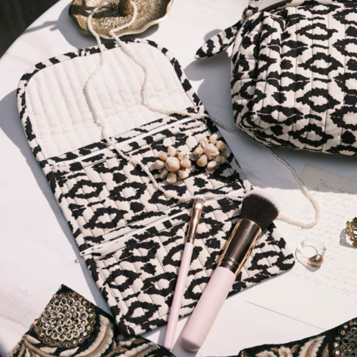 ブロックプリントマルチポーチ 小物入れ