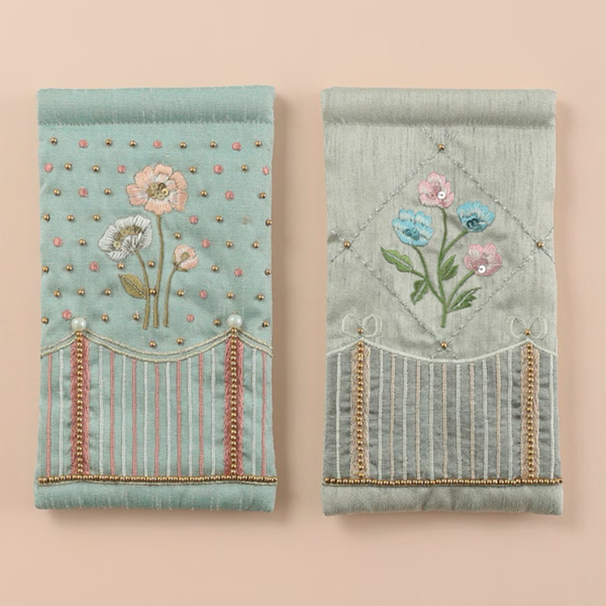 アンティークフラワー刺繍眼鏡ケース