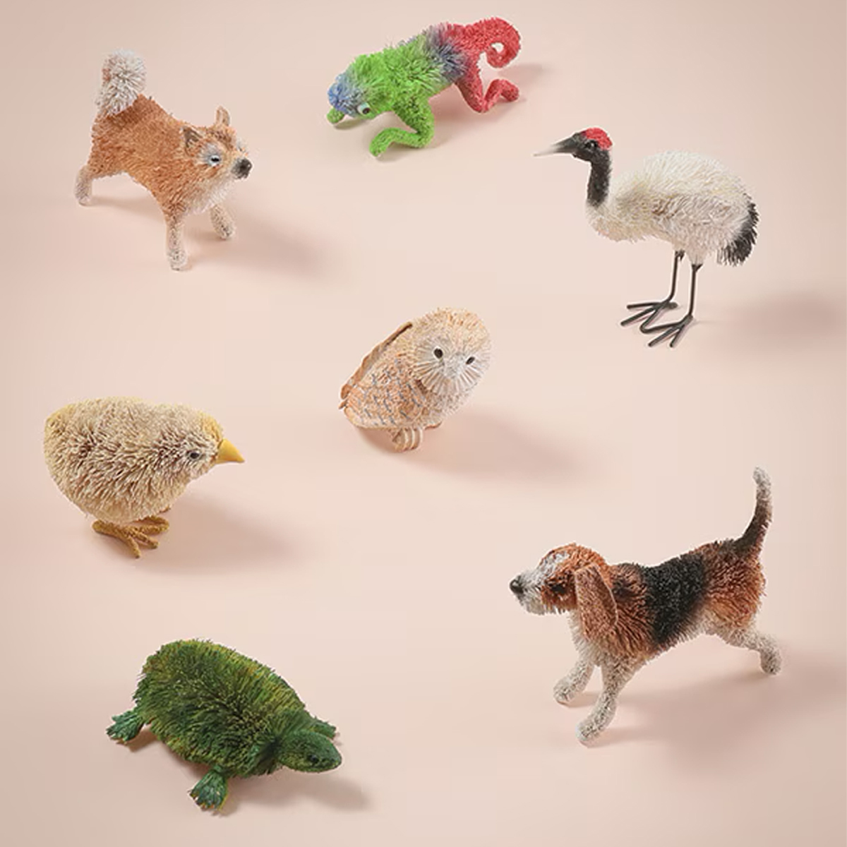 たわしアニマルオブジェ 動物 犬 カメ ヒヨコ 日用品雑貨