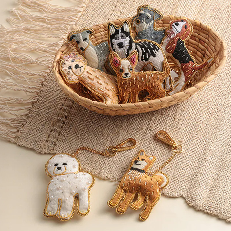 ザリ刺繍キーホルダー 犬 アニマル 動物