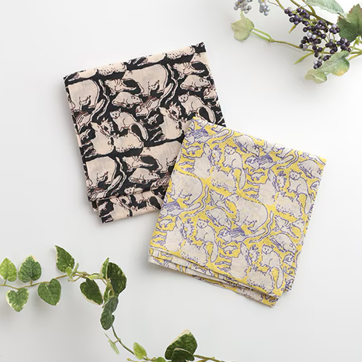 アニマルハンドスクリーンプリントハンカチ レディース 母の日 ギフト