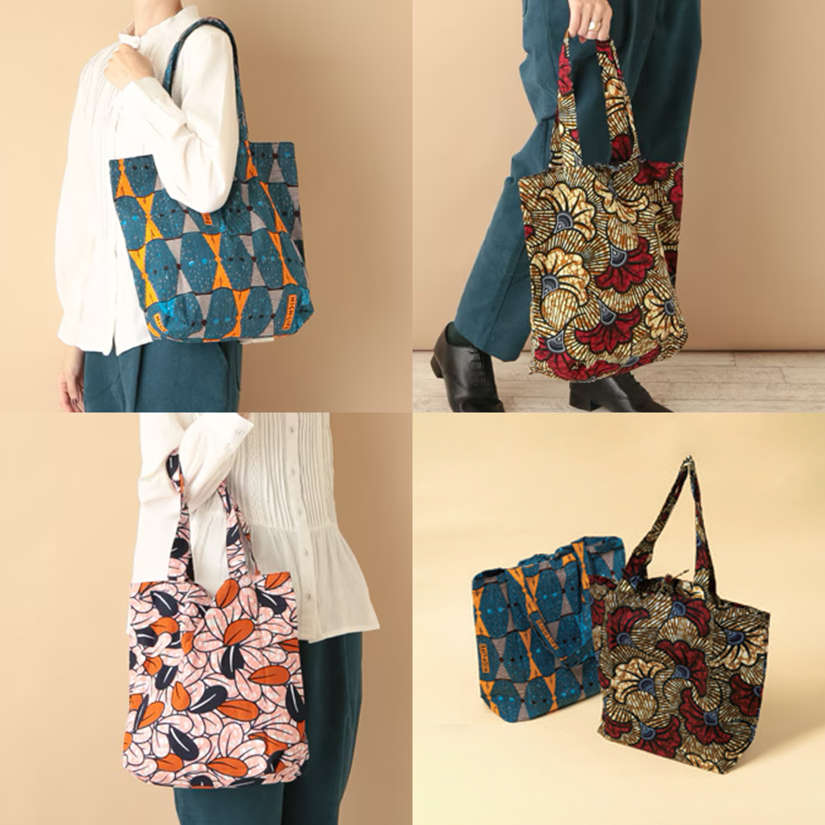 アフリカンバティックトートバッグ ハンドバッグ
