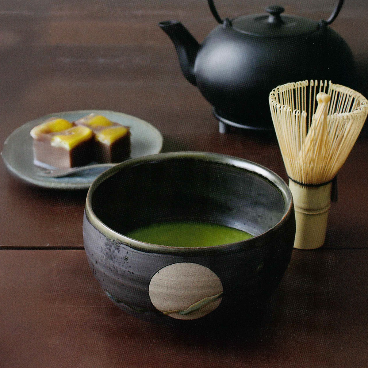 【藍花】抹茶碗 月映え 焼締・黒焼締 3点セット 日本製
