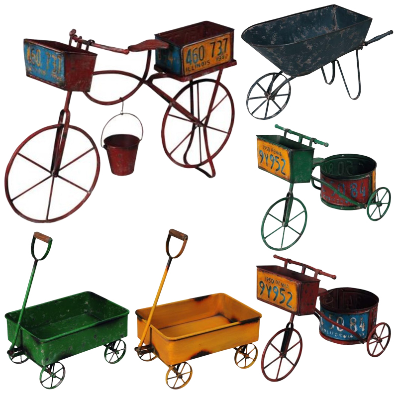 ガーデン用 フラワーワゴン 手押し車 レトロ雑貨