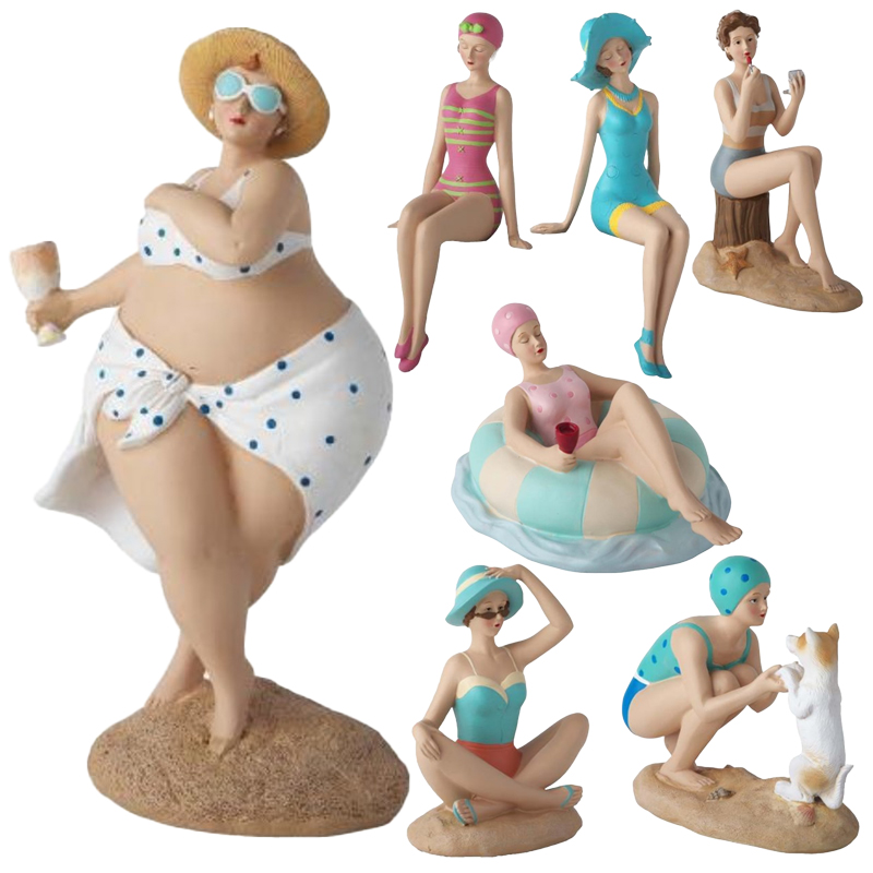 オブジェ（Beach） 女性 猫 夏 海 置物