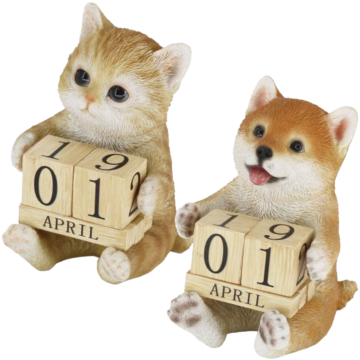 カレンダーオブジェ 置物 猫＆犬 卓上カレンダー インテリア雑貨