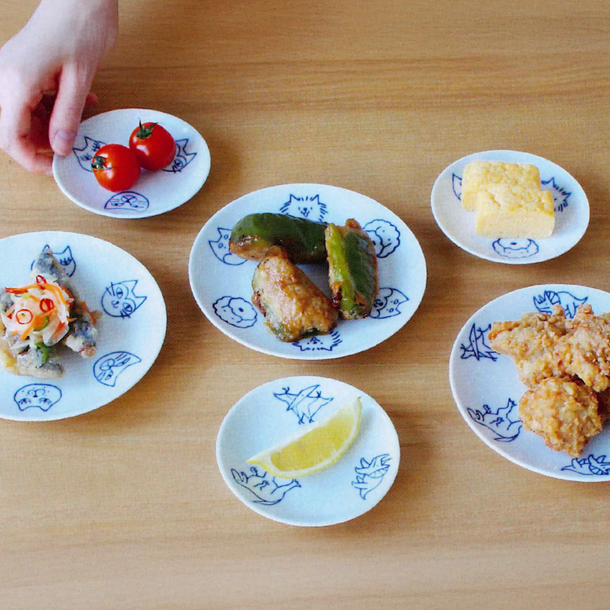 【日本製】動物ならべシリーズ 飯碗・小皿・中皿