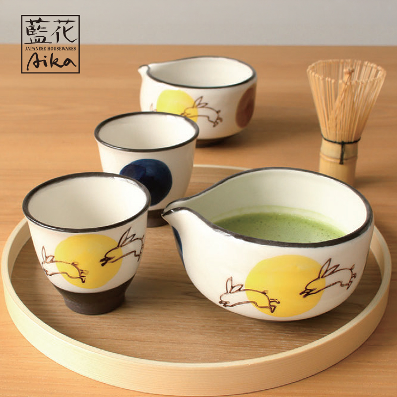 【日本製】月跳ねうさぎ 片口抹茶碗 湯呑 飯碗