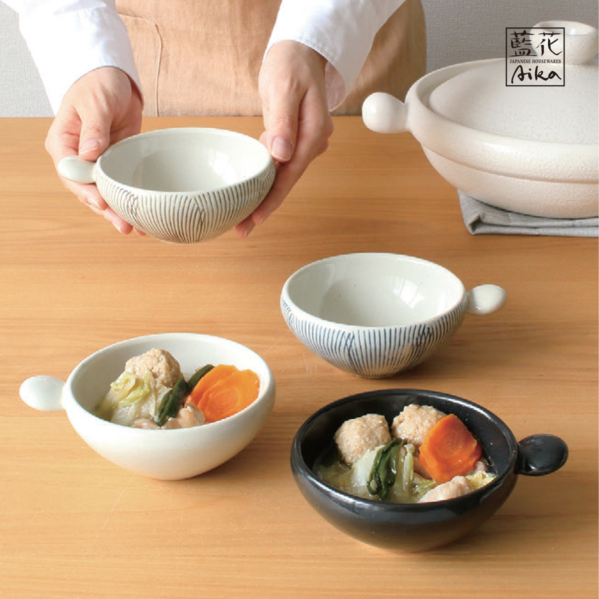 【藍花】丸取手とんすい 日本製
