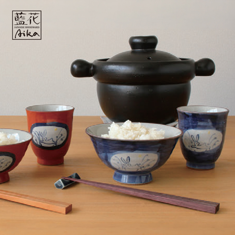 【藍花】月うさぎ 寿司湯呑 日本製