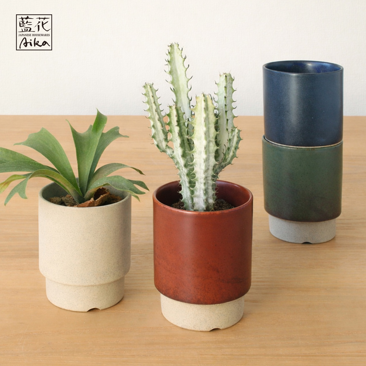 【藍花】日本製 深色プラントポット 植木鉢