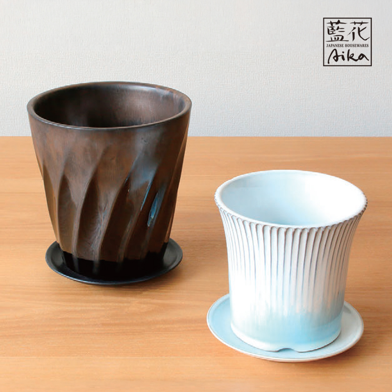 【藍花】波佐見焼 リム鉢受皿 白ツヤ 黒マット 日本製