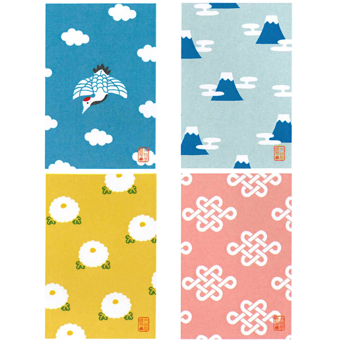 【日本製】御朱印帳 鶴・菊・宝結び・富士山